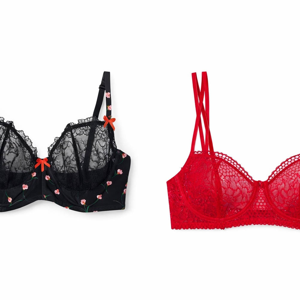 NWT Adore Me Evah & Caen Balconette Bras Lot of 2 Size 32B Small Mesh Lace